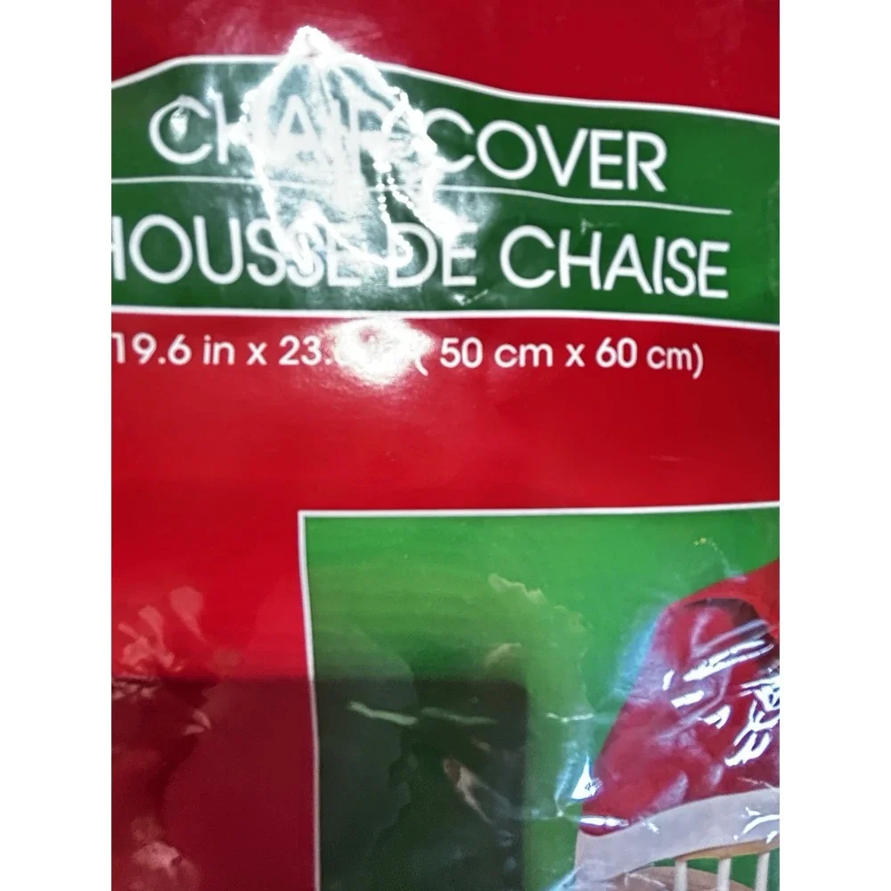 Christmas House Stretch Chair Cover Red/White Santa Hat 19.6x23.6 in